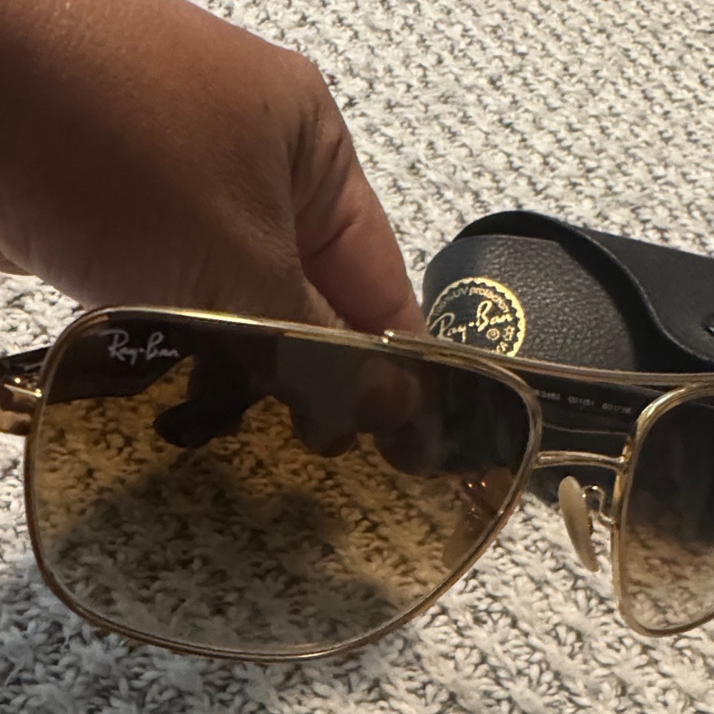 Ray-Ban Gold and Brown Sunglasses - Picture 8 of 9